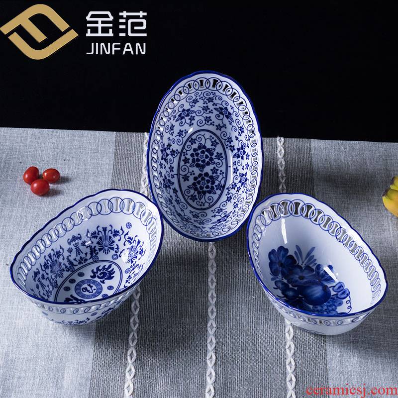 Ceramic fruit bowl hollow out fruit basket home sitting room candy dry fruit snacks basin salad bowl tea table furnishing articles