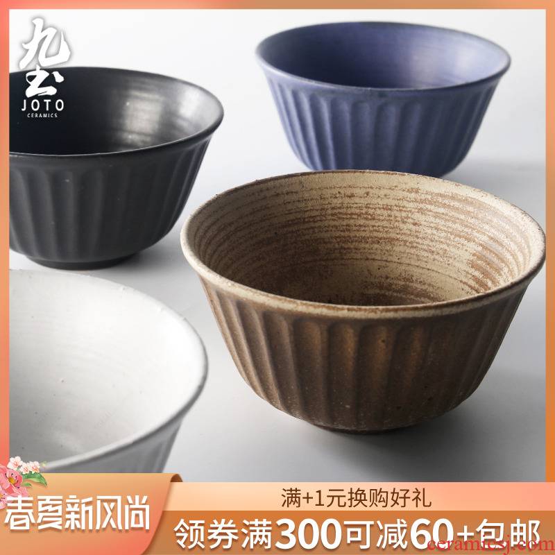 About Nine Japanese coarse ceramic tableware manual mercifully rainbow such to use retro soil bowl of soup bowl bowl of salad bowl household couples microwave