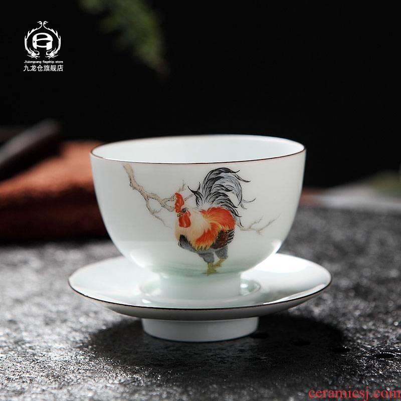 DH jingdezhen ceramic cups manual sample tea cup single CPU colored enamel tea chicken cylinder cup hand - made master cup tea cups