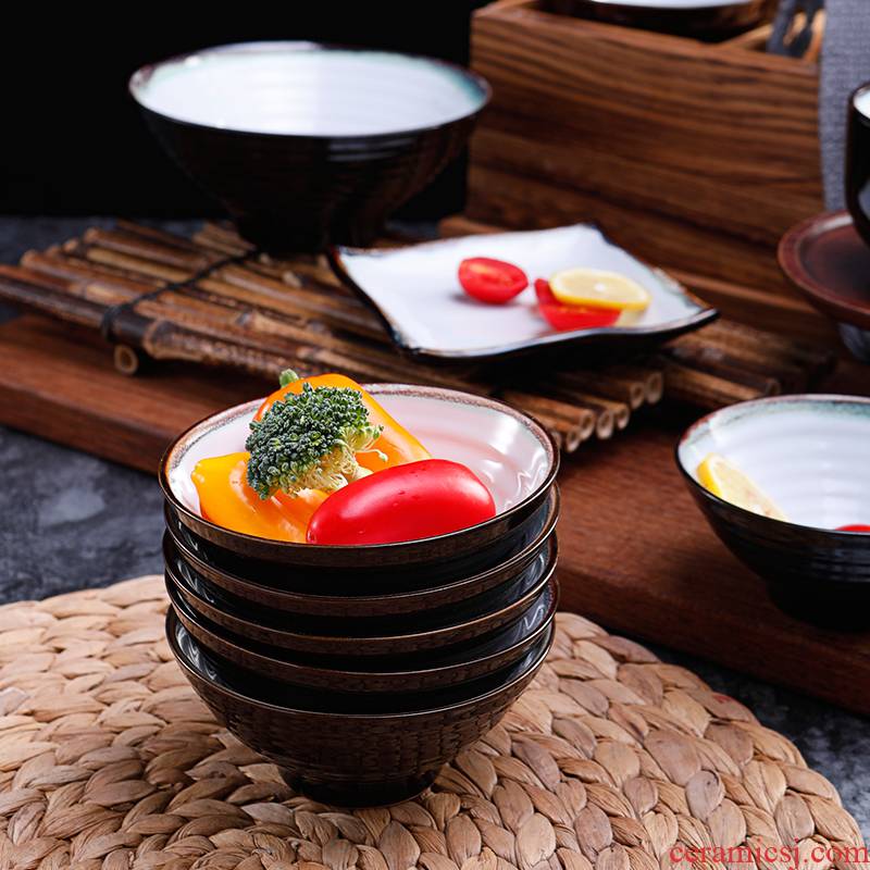 Three small ceramic bowl Japanese cuisine set tableware soup bowl household bowls to eat rice bowl of creative move rainbow such use