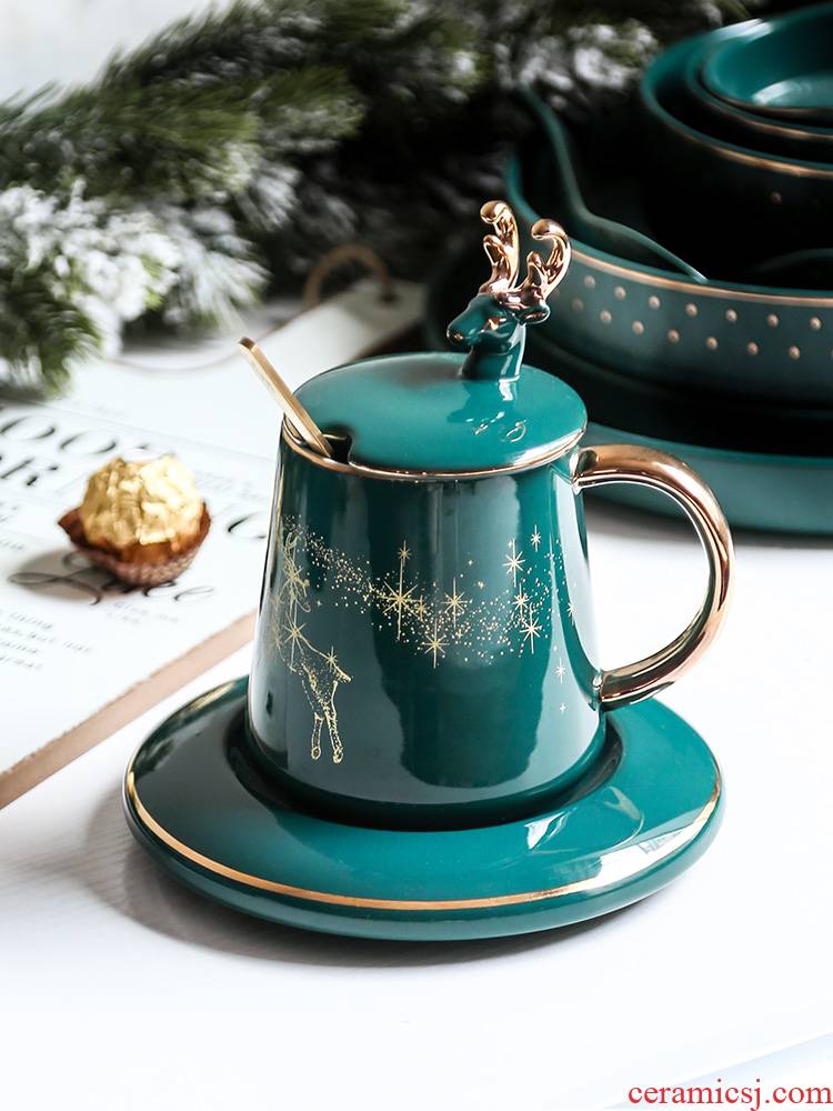 Nordic Christmas mugs ins ceramic cups with cover teaspoons of creative move trend picking light much coffee cup