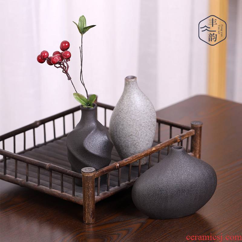 Coarse pottery antique flower implement zen Chinese floret bottle retro dry flower contracted household act the role ofing is tasted furnishing articles tea table with zero