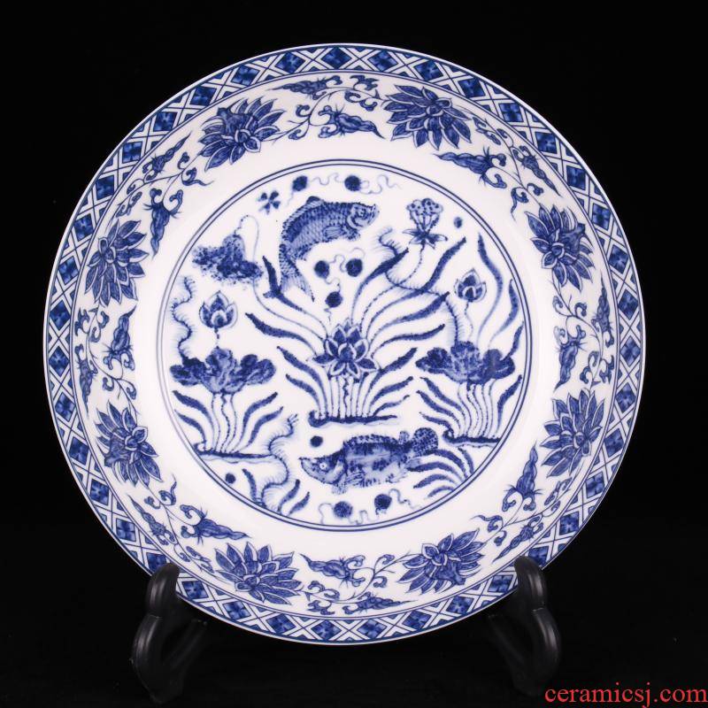 Jingdezhen imitation qianlong mackerel algal lines to admire the plate of classical Ming and the qing dynasties home sitting room antique decorative porcelain furnishing articles