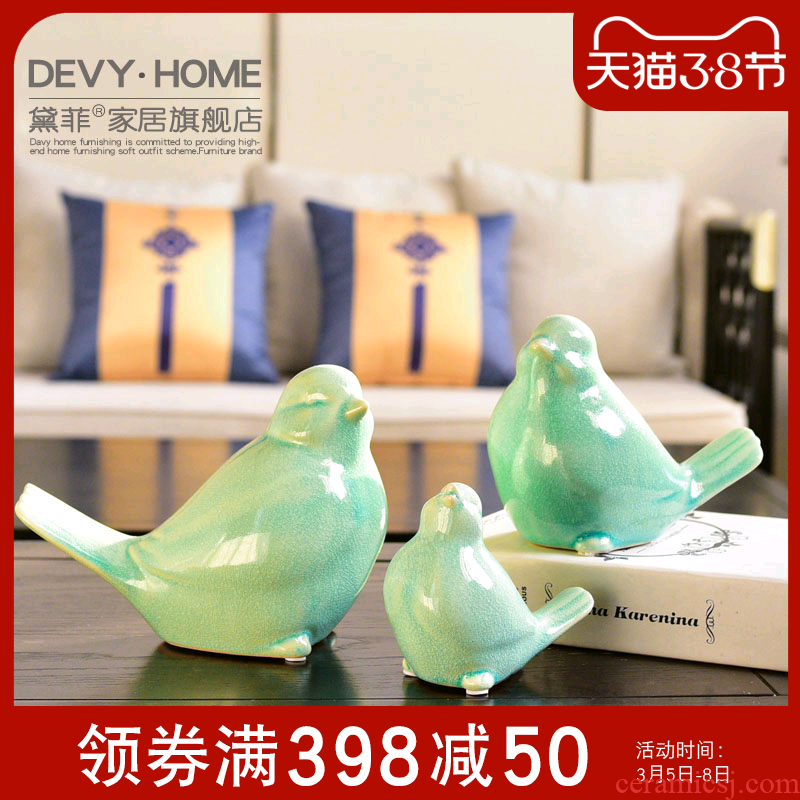 Modern creative ceramic lovely bird wine furnishing articles sitting room TV cabinet study of new Chinese style household ornaments