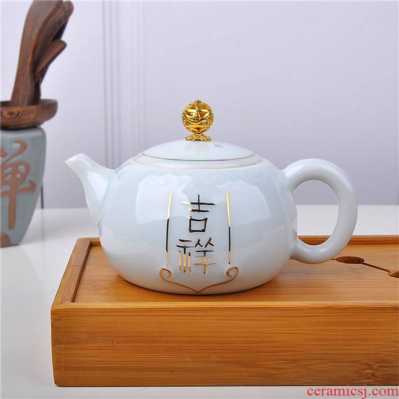 Jingdezhen ceramic teapot shadow blue small kung fu tea pot with Chinese style filter hole is pot