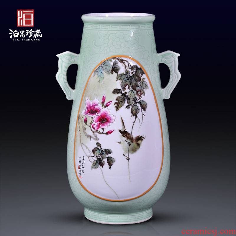 Jingdezhen ceramic hand - made all warm, birds and flowers, flower vase collection of adornment of Chinese style household furnishing articles in the living room