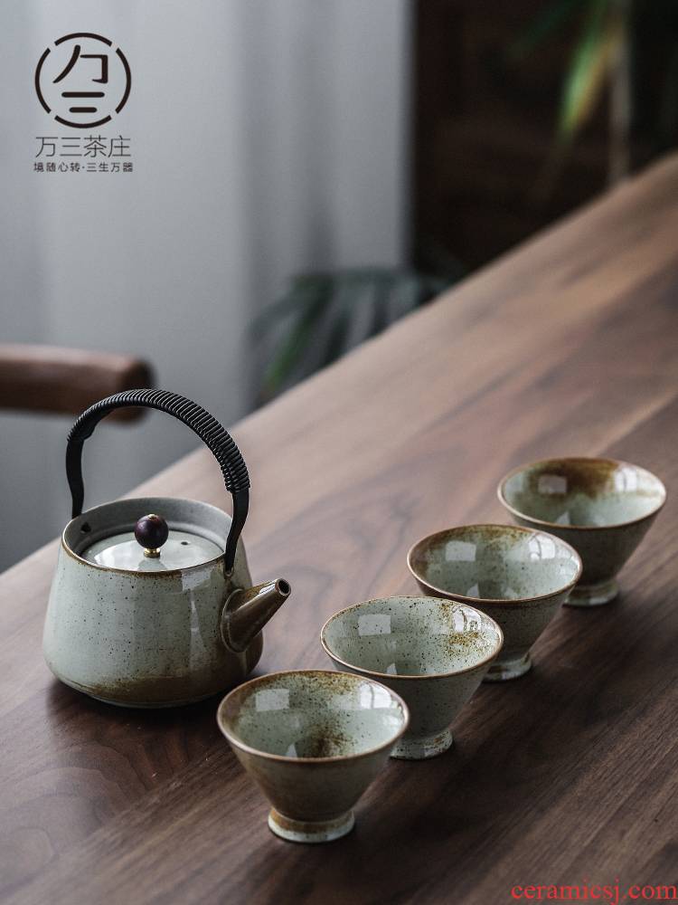 Three thousand creative girder pot of ceramic tea village home coarse pottery tea bowl of Japanese kung fu tea sets tea gifts