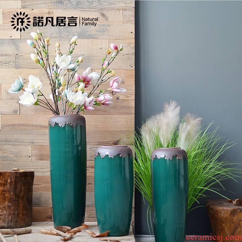 European ceramic vase landing light key-2 luxury living room decoration to the hotel club dried flower arranging flowers is placed large blackish green flowerpot