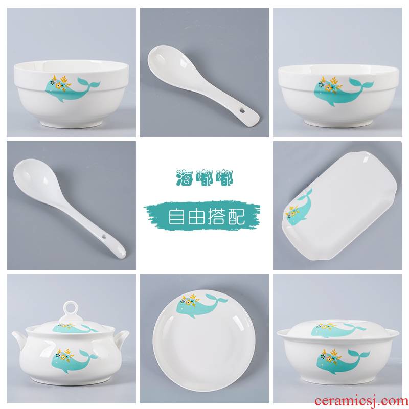 Tableware DIY bulk, free collocation with fish bowl plate disk bowl of soup bowl suit household dishes contracted ceramics