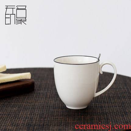 Unknown impression mark cup with cover contracted creative move glass ceramic cups milk a cup of black and white line office