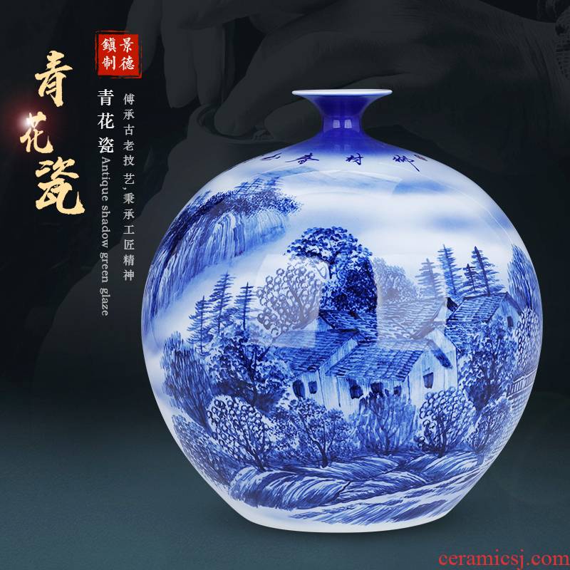 Hand - made small blue and white porcelain vase expressions using furnishing articles furnishing articles bookcase wine hall decoration rich ancient frame of jingdezhen ceramics