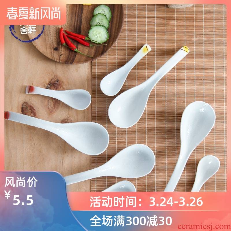 Japanese under glaze color porcelain spoon, small spoon, household spoon big spoon, long - handled spoons