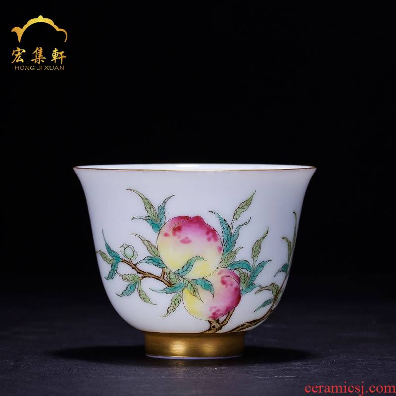 Jingdezhen ceramic cups tea kungfu pastel peach small cup tea bowl sample tea cup masters cup single cups of jade