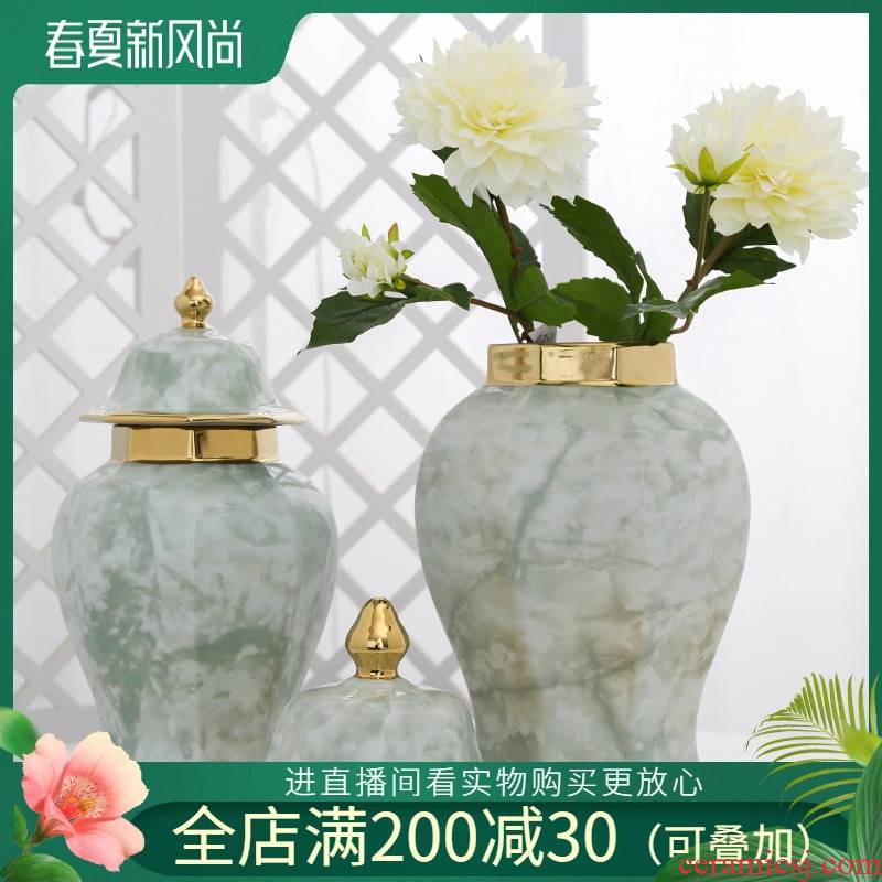Jingdezhen ceramic light key-2 luxury furnishing articles simulation flower vase decoration living room table household decoration flower arranging flower art
