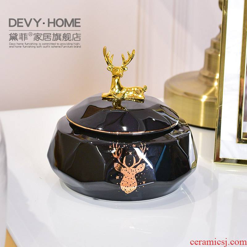 Light European - style key-2 luxury creative ceramics with cover an ashtray move sitting room to receive box jewelry box office decoration furnishing articles