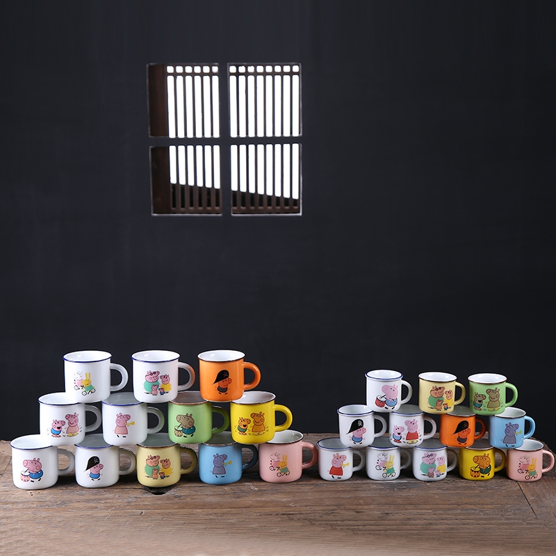 70 ml creative home office ceramic cups a nostalgic classic koubei imitation enamel cup mark cup small custom