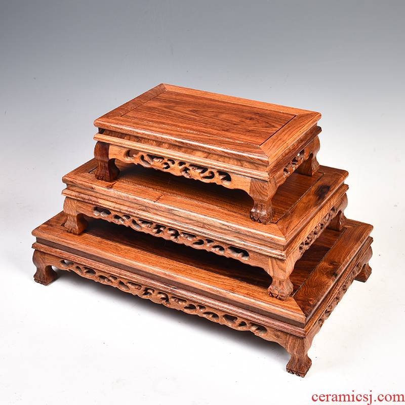 Hua limu miniascape of carve patterns or designs on woodwork annatto handicraft base base solid rectangular tank base wooden furnishing articles