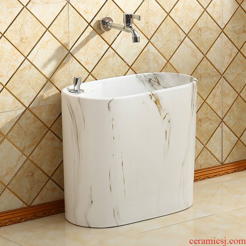 Tom wanda, oval European household toilet marble balcony ceramic wash mop mop pool pool
