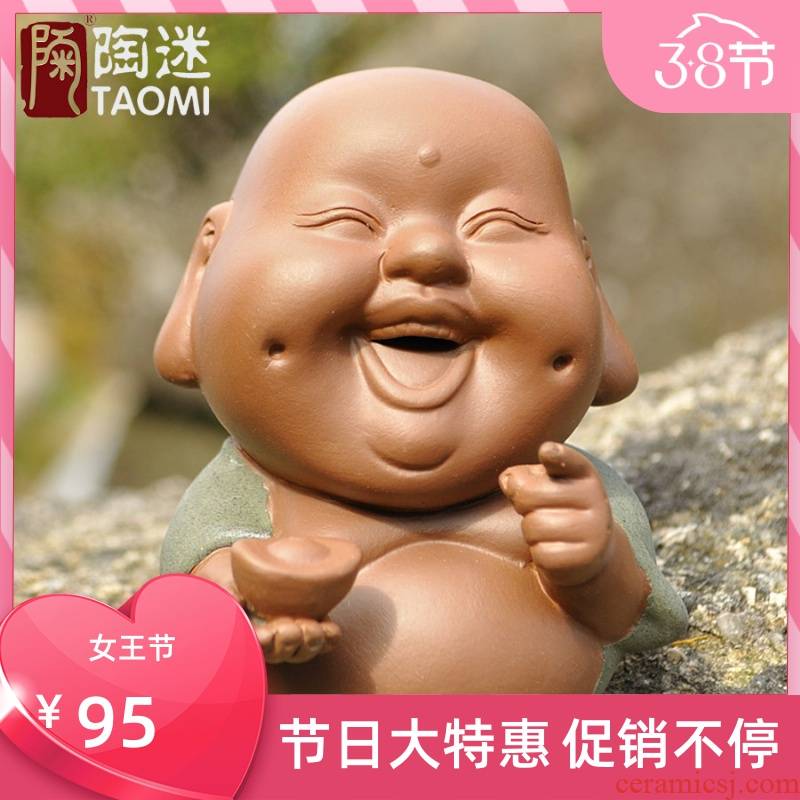 Gather purple sand tea scene so much lucky happy Buddha character its handicraft stateroom furnishing articles can raise hand by hand