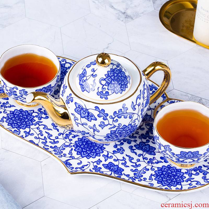 Glair one European make enjoy tea set three English afternoon tea set ceramic household with tray dish the teapot