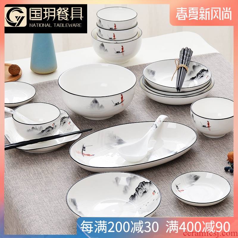 Tangshan ceramic - glazed in dinner home to eat bread and butter plate of a single large bowl of creative soup bowl noodles bowl of Chinese dishes