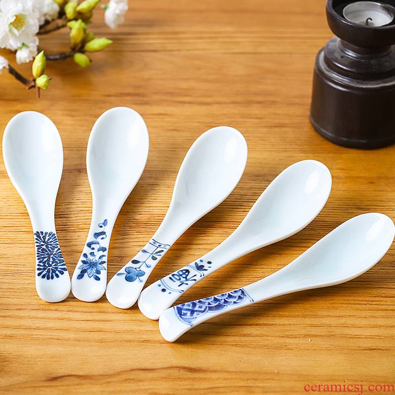 The deer field'm blue winds don ceramic spoon Japanese imported from Japan, spoon, spoon, ladle under glaze color home to take some food