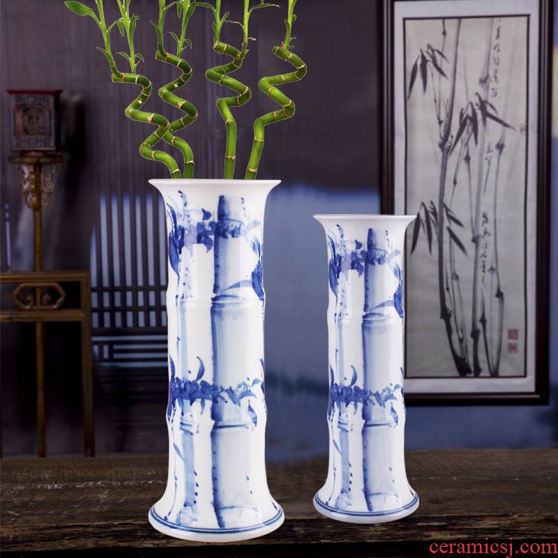 Jingdezhen ceramic lucky bamboo vase large landing hydroponic flower arrangement of I and contracted sitting room adornment porcelain furnishing articles