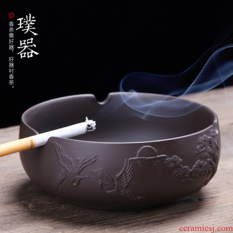 Injection machine ceramic ashtray Chinese wind restoring ancient ways is contracted large sitting room tea table of creative move multi - function ashtray