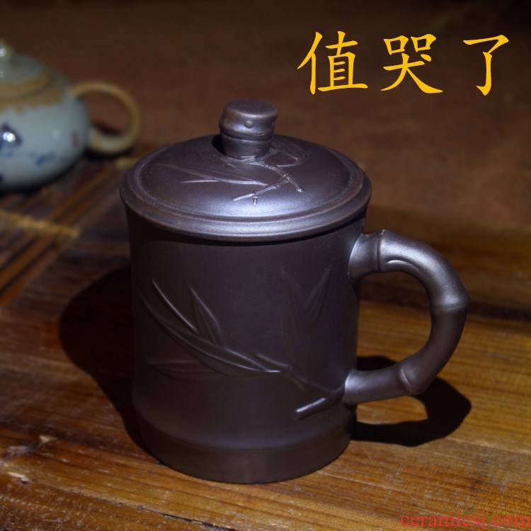 Violet arenaceous glass ceramic cups cover cup to ultimately responds water cups with cover kung fu tea set single cup tea cup cup of office
