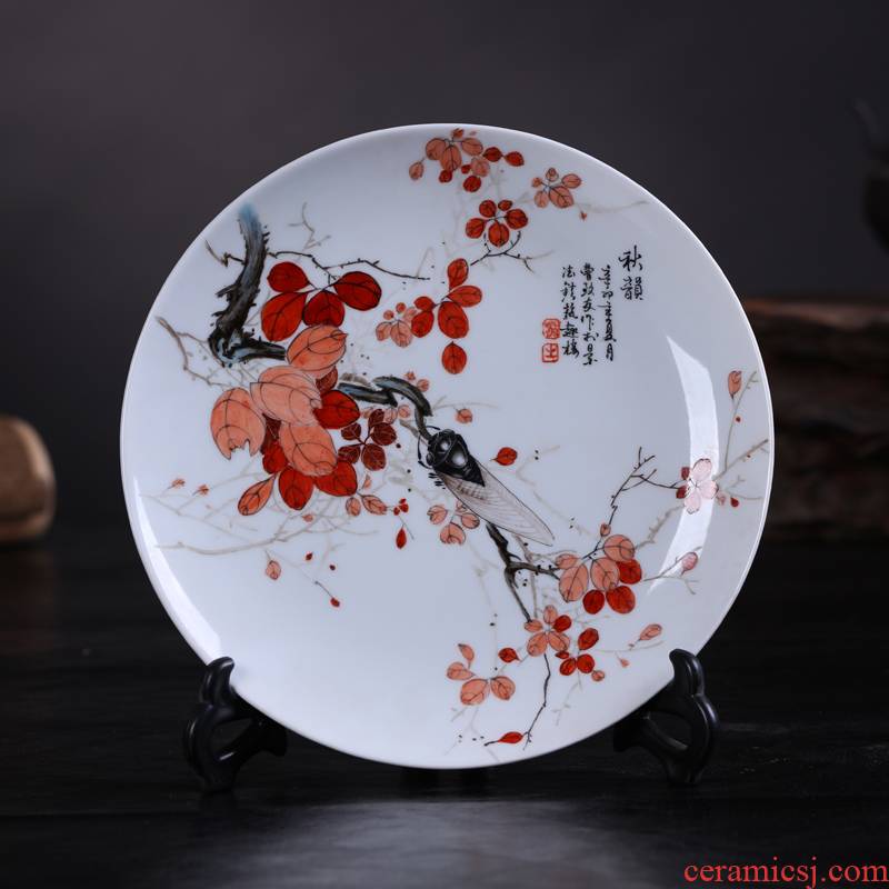 Offered home - cooked in jingdezhen porcelain decorative plate furnishing articles hand - made famille rose porcelain art Cao Zhiyou manual hanging plate