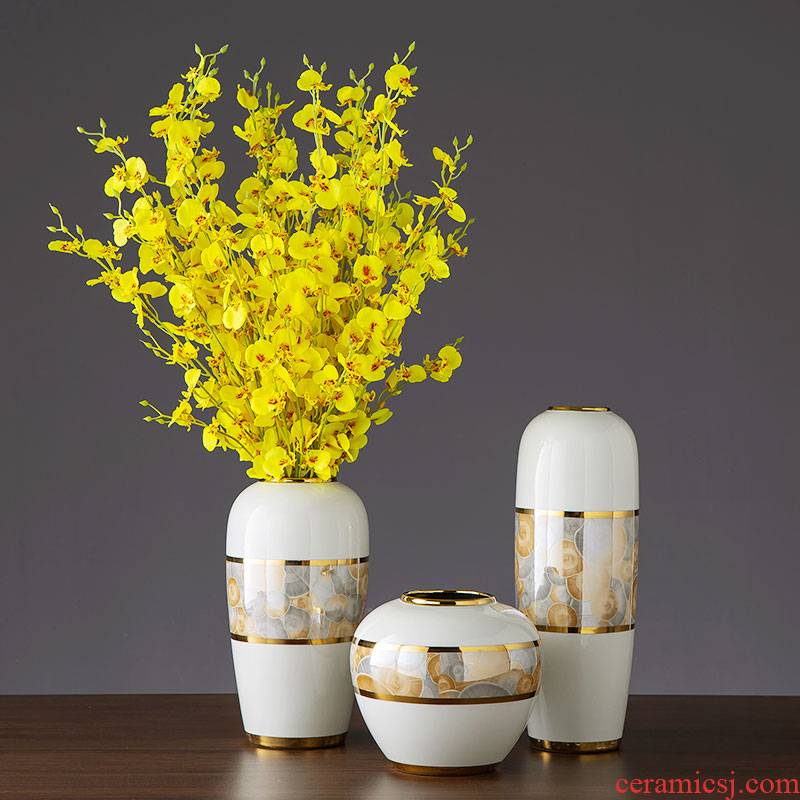 Jingdezhen ceramic contracted light key-2 luxury furnishing articles furnishing articles vase American sitting room porch dried flower flower flower decoration