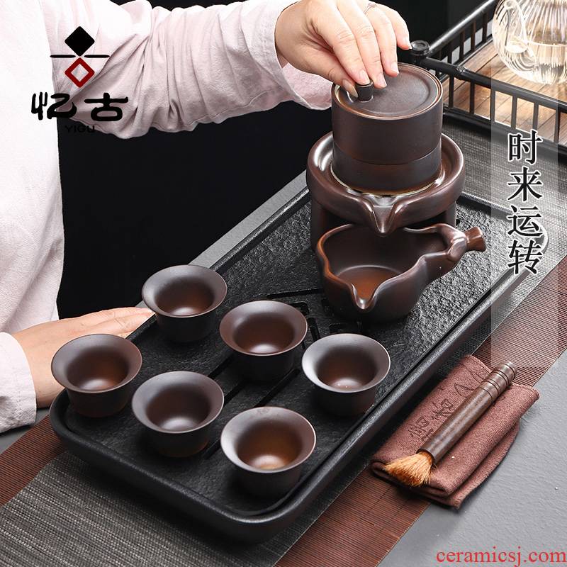 Have old kung fu tea set ceramic household contracted lazy fortunes half automatic teapot tea