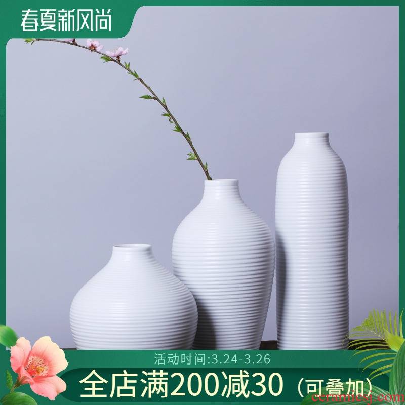 I and contracted home decorations fashionable home sitting room tea table furnishing articles creative white three - piece ceramic vase
