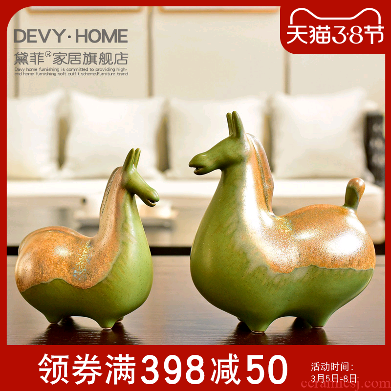 Jingdezhen what checking ceramic horse furnishing articles new Chinese lucky town house decoration decoration household trinkets