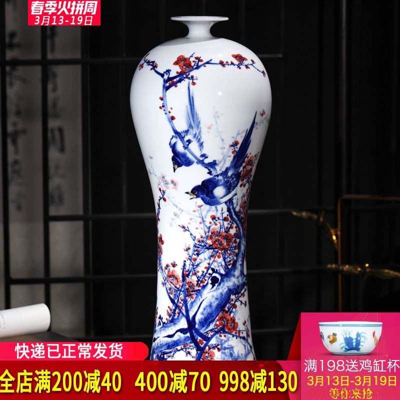 Jingdezhen ceramics beaming antique hand - made of blue and white porcelain vases, flower arrangement of new Chinese style furnishing articles large living room
