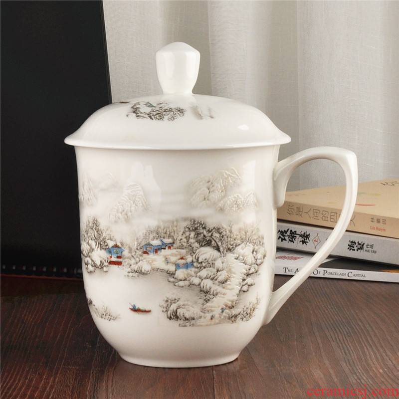 Jingdezhen ceramic cups porcelain overlord cup with the office of large - sized conference cup with cover 900 ml
