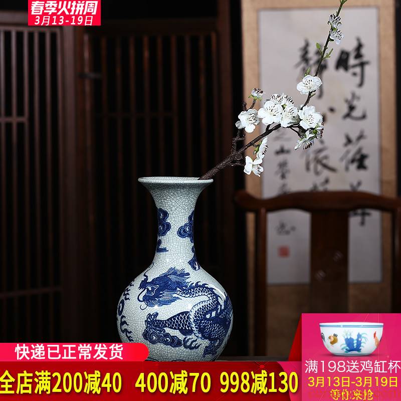 Jingdezhen ceramics archaize crack vases, flower arranging furnishing articles home decoration decoration of Chinese style restoring ancient ways is the living room