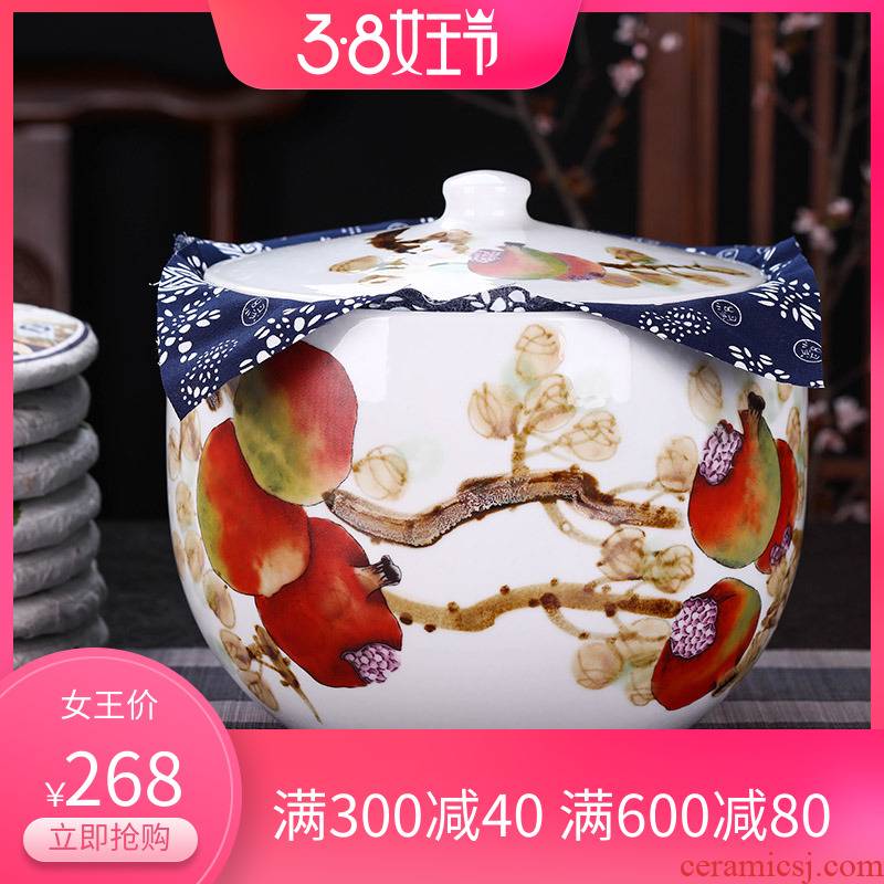 Jingdezhen ceramic antique caddy fixings large puer tea cake cylinder seal pot store receives restoring ancient ways