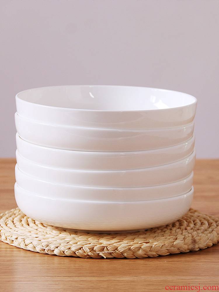 Pure white ceramic plate LIDS suit ceramic deep dish dish dish home six deep dish dish dish dish