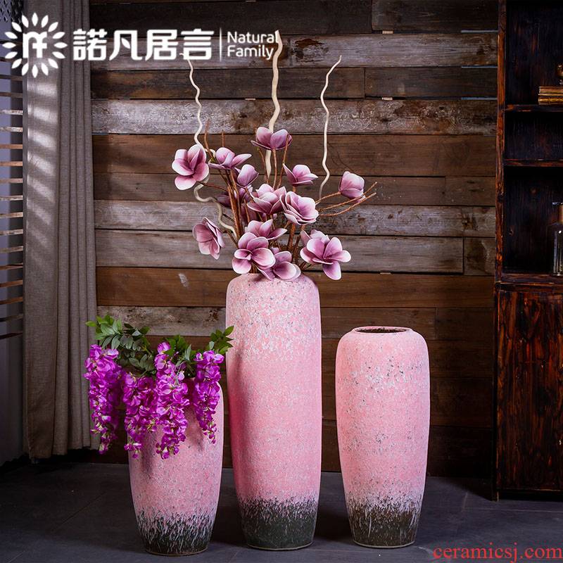 Large ceramic vase coarse pottery do old Japanese Nordic furnishing articles dried flower arranging flowers sitting room be born creative retro decoration