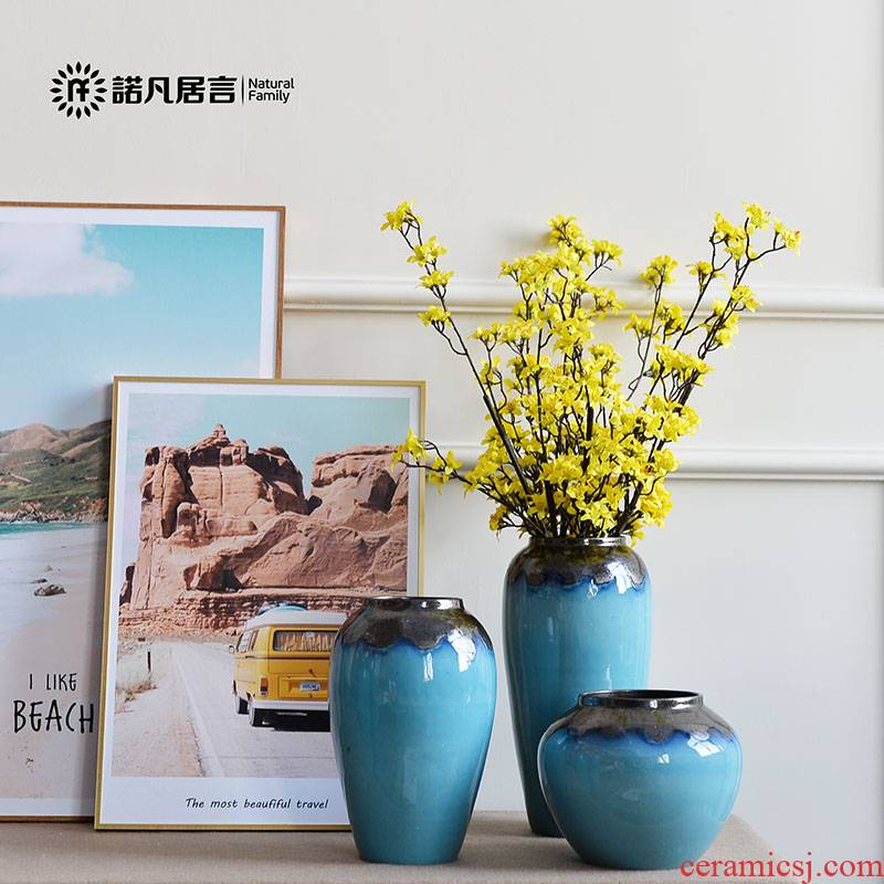 The New Chinese jingdezhen ceramic vase mesa blue glaze up sitting room place the dried flower decoration suit to decorate