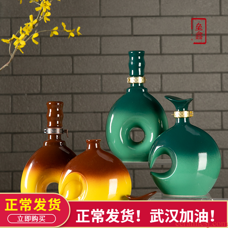 An empty bottle of jingdezhen ceramic creative furnishing articles 1 catty decoration runs home wine jar airtight jar jar
