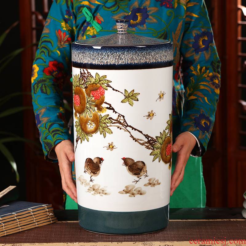 Ceramic tea pot seal pot of tea barrel big detong sealed bucket of jingdezhen Ceramic checking Ceramic storage tank