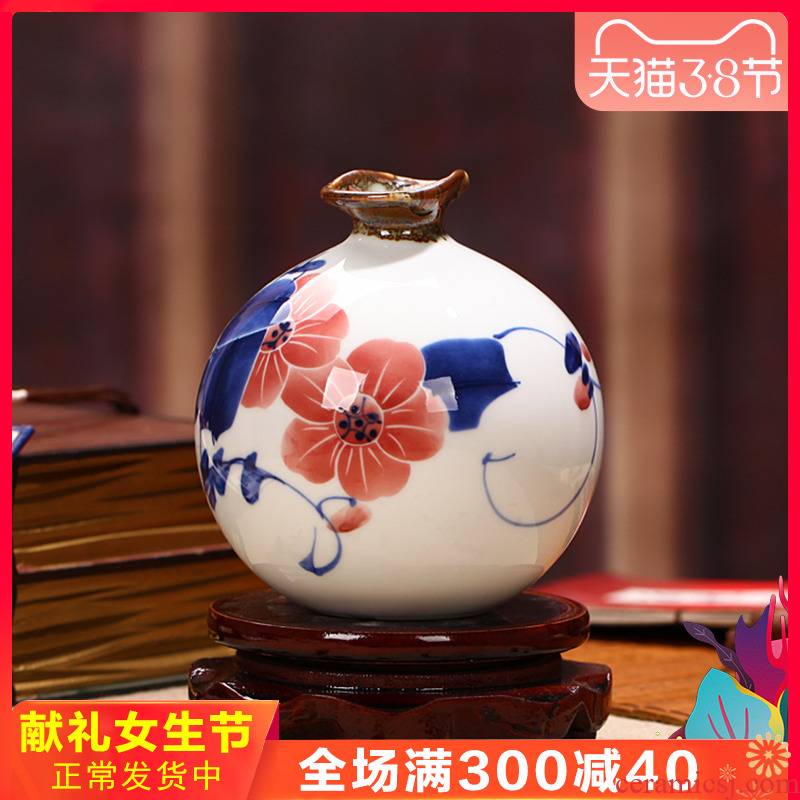 Jingdezhen ceramic rural floret bottle ashtray household adornment handicraft sitting room of Chinese style porch place