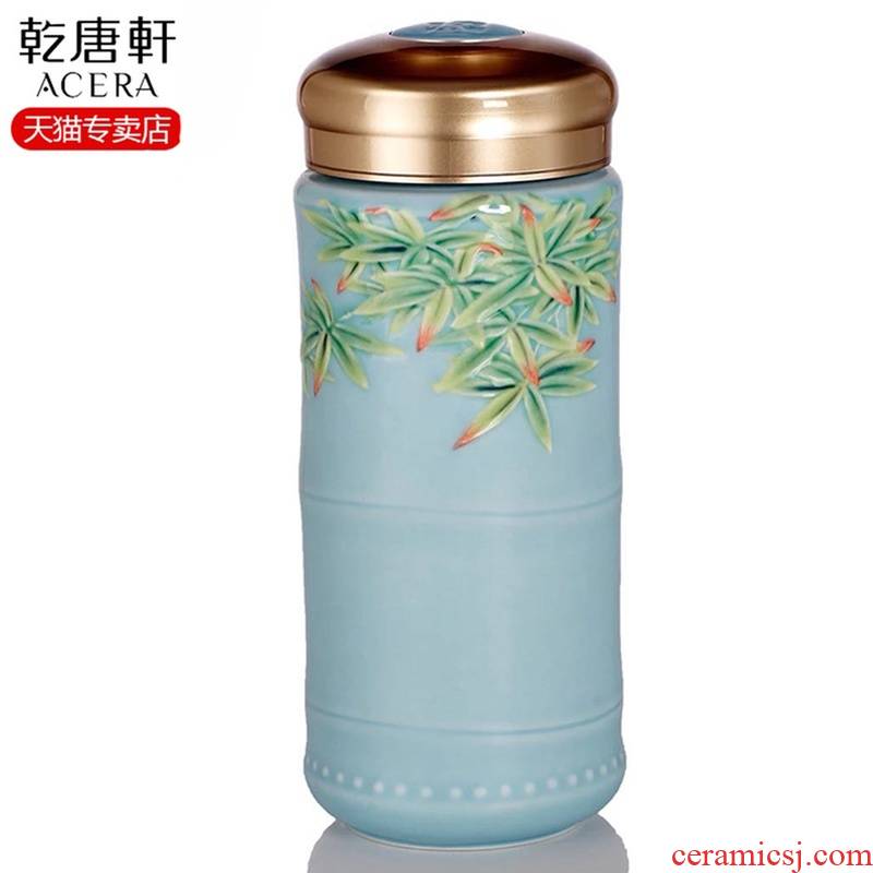 Do Tang Xuan porcelain cup 350 ml kaiyun bamboo double double ceramic cups with cover along an abundant mail bag