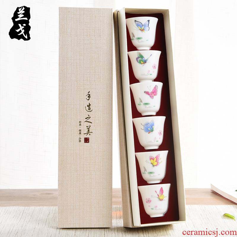 Having small white porcelain household kung fu tea set tea cups ceramic bowl with a single cup of tea accessories master CPU
