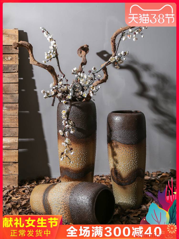 Jingdezhen ceramic retro nostalgia sitting room, dining - room floor vase between example flower flower implement mall cafe