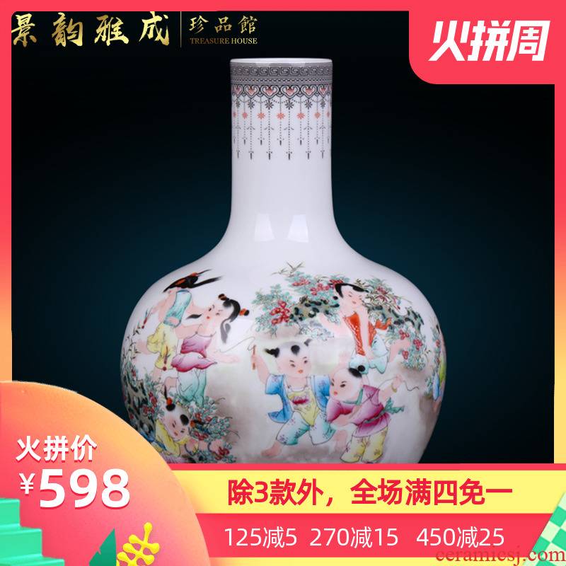 Jingdezhen ceramic antique hand - made tong qu vase furnishing articles creative new Chinese ikea sitting room adornment flower arrangement