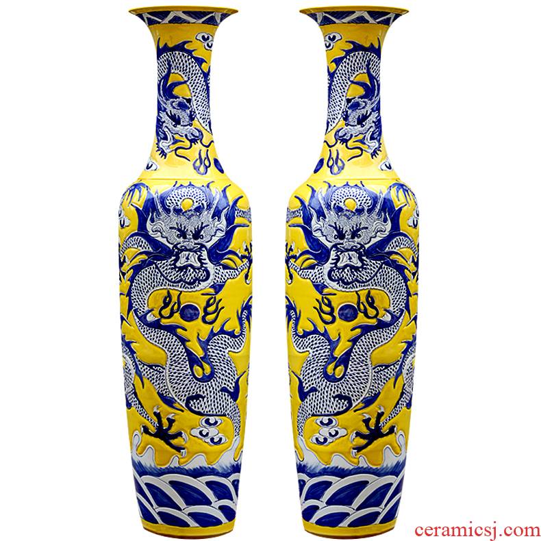 Jingdezhen ceramics hand - carved Huang Longfeng ChengXiang furnishing articles hl1 vase of large sitting room hotel decoration