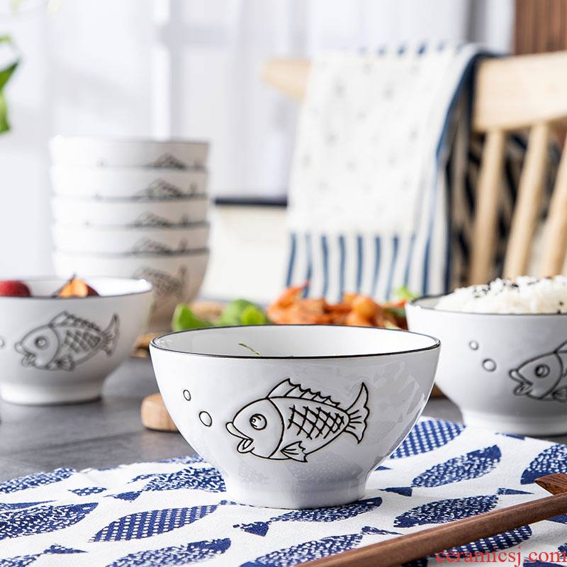 Japanese rice bowl, lovely move creative job suits for the microwave bowl of ikea with ceramic tableware ins